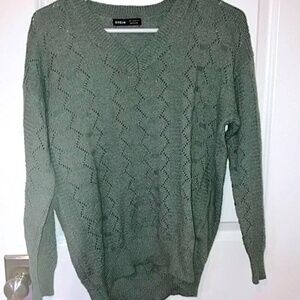 SHEIN Pointelle Sweater Blue/Green S
